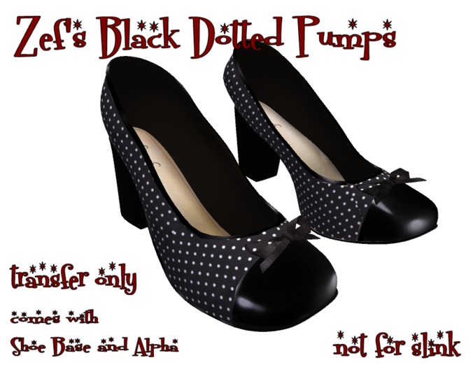 Zef's Rockabilly Black Dotted Pumps Shoes