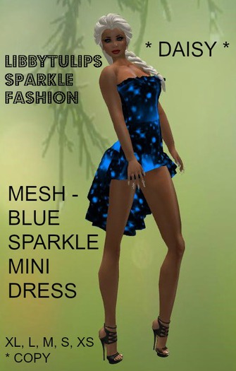 * Daisy * Blue Sparkle Mini Dress - Mesh - boxed