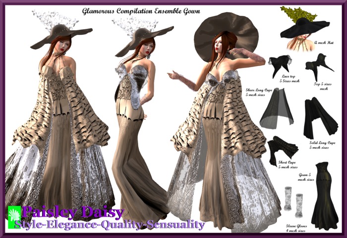 Paisley Daisy- Glamorous Compilation Butter Cream Ensemble Gown 