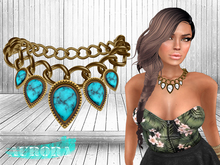 AURORA - Gold Rainless Necklace - Turquoise