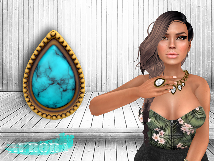 AURORA - Gold Rainless Ring - Turquoise