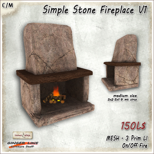 [Ginger Line] Simple Stone Fireplace V3 - COPY - (BOX)