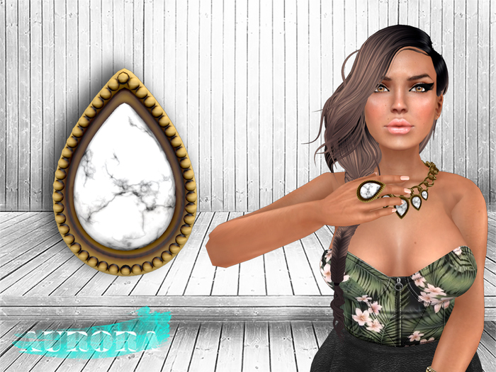 AURORA - Mesh Gold Rainless Ring - White