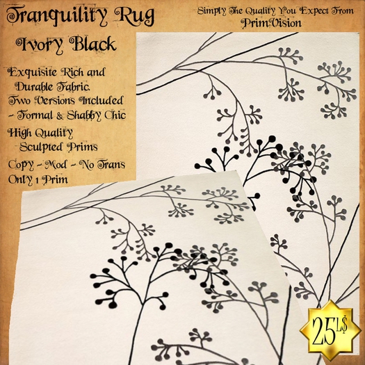 *PRIMVISION* Tranquility Rug - Ivory Black