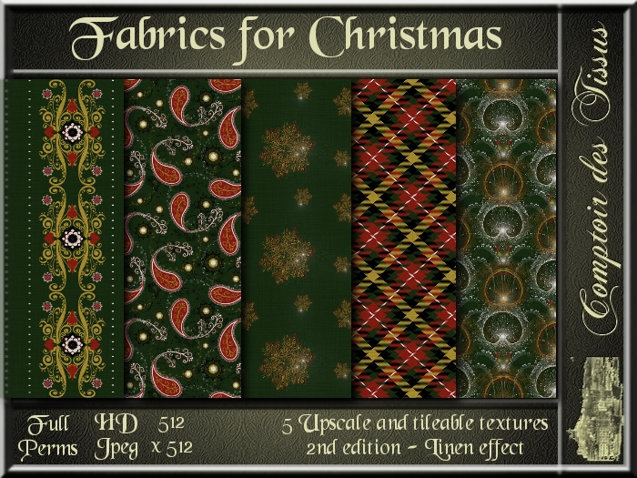 Fabrics for Christmas II - 5 FULL PERMS Textures