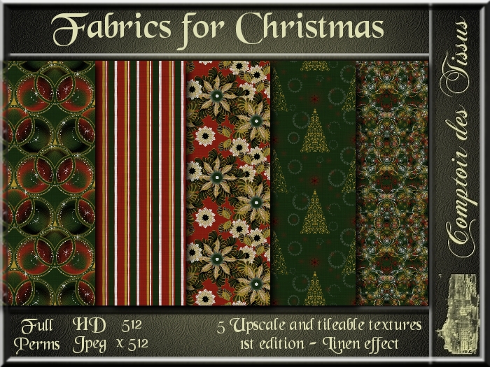 Fabrics for Christmas II - 5 FULL PERMS Textures