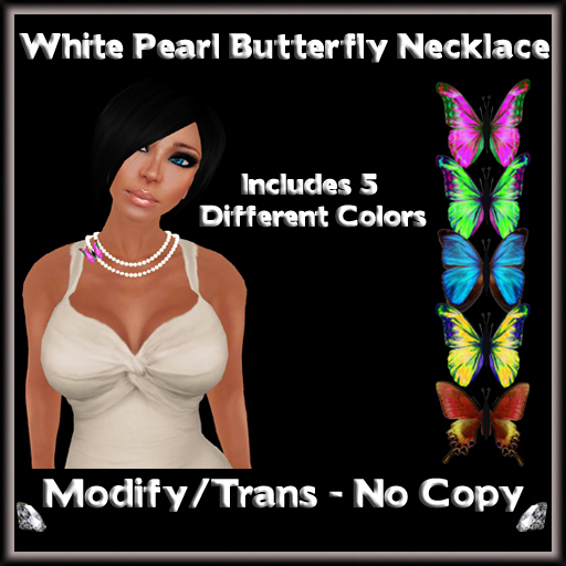*ICED* White Pearl Butterfly Necklaces (AD)