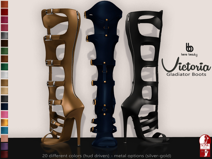 Bens Boutique - Victoria Gladiator Boots (Allcolors - with texture changer hud) Slink High
