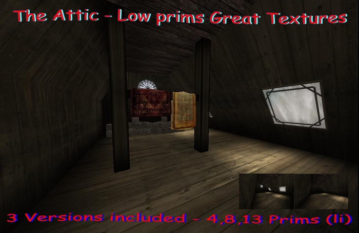 Attic Skybox w/Lights 3 Styles 4,8,13 Prims LI Mod/Copy21x20x10