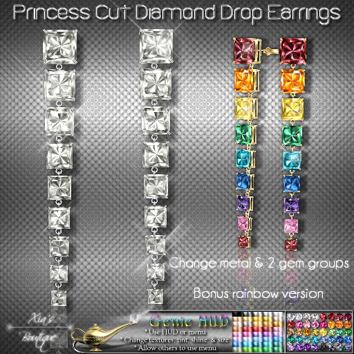Princess Cut Diamond Drop Earrings 