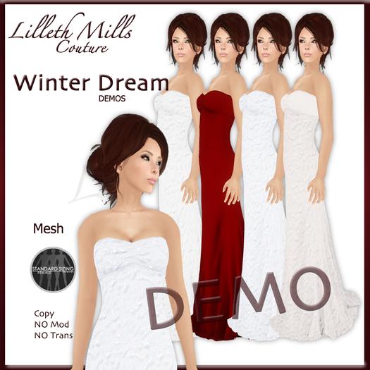 - DEMO - LMC WINTER DREAM - fully Rigged Mesh Evening Gown - DEMOS 