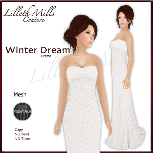LMC WINTER DREAM Creme - fully Rigged Mesh Evening Gown - 