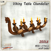 [Ginger Line] Viking Table Chandelier - 3 prim LI drakkar shaped candle holder
