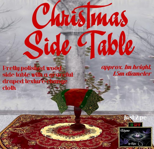 *EbE* Christmas Side Table w/Drape (chestnut) (bag)