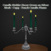 Candel Holder Decor Green on Silver