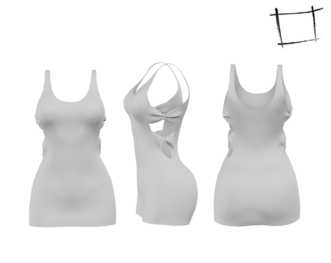 Full Perm Mesh Mini Dress Wit Sided Bows