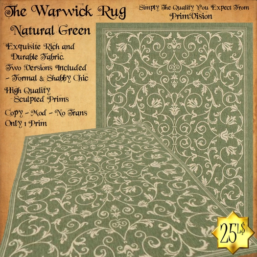 *PV* The Warwick Rug - Natural Green