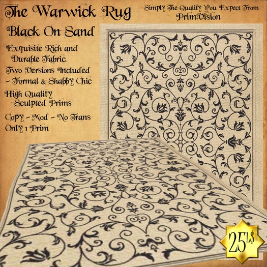 *PV* The Warwick Rug - Black on Sand