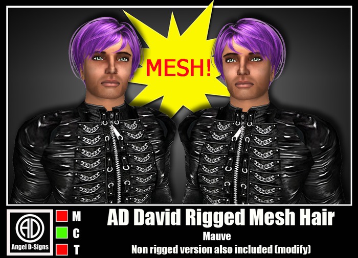 AD David Rigged Mesh Hair Mauve