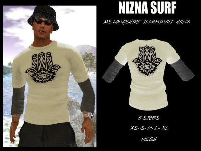 .::NS T SHIRT LONG ILLUMINATI HANDS CREAM::.