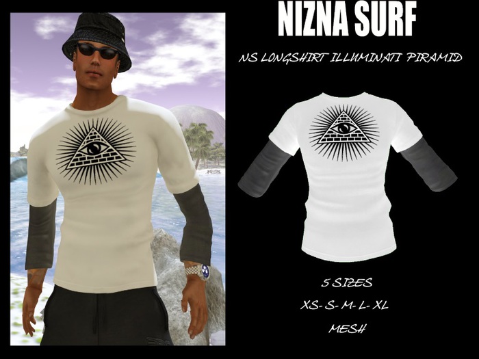 .::NS T SHIRT LONG ILLUMINATI WHITE::.