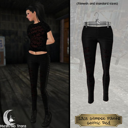 Greymoon_Lace Glimpse Pants_Gothic Red