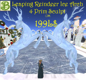 Leaping Reindeer Ice Sculpture , 2 Prims