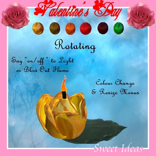Sweet Ideas * Valentine Candle Rose Rotating - Size/Colour Menu