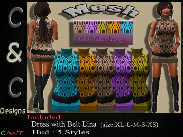 C&C Mesh Dress with Belt Lina (Hud 5 Styles)