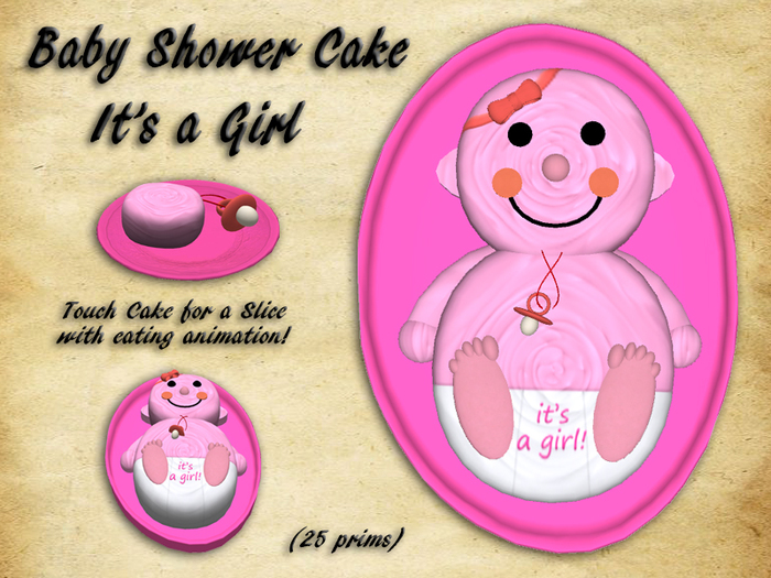 Baby Shower Cake - It's a Girl (packed)
