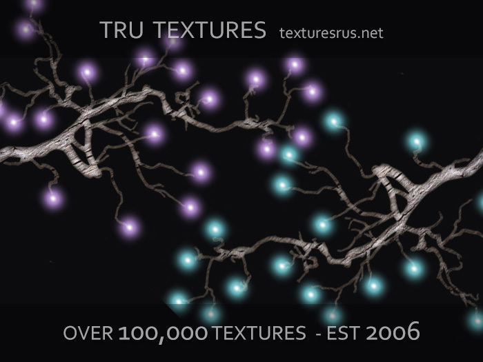 11217: 10 x Tree Branch Textures Coloured Lights For Animation Set 6 - 512 x 512 Pixels 
