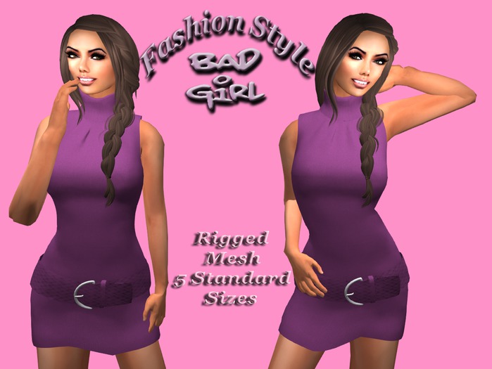 Bad Girl Rigged Mesh Roll Neck knitted purple