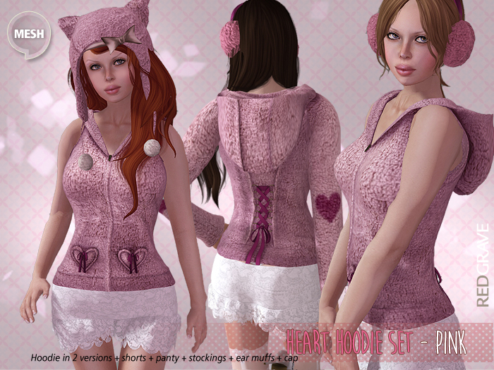 Mesh - Heart Hoodie SET {Creme} - REDGRAVE