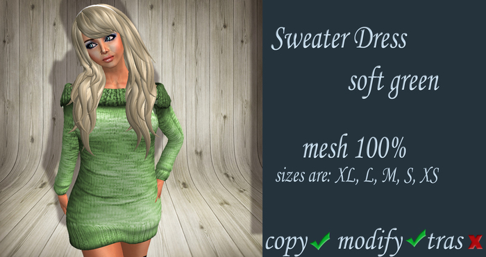 dressed in soft green jersey