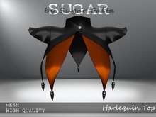 SUGAR - Harlequin Top - BLACK w ORANGE