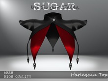 SUGAR - Harlequin Top - BLACK w RED