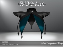 SUGAR - Harlequin Top - BLACK w TEAL