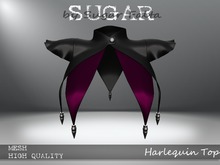 SUGAR - Harlequin Top - BLACK w FUCHSIA