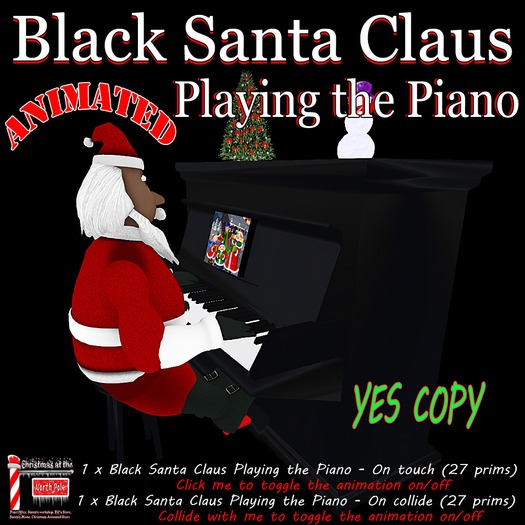 Black Santa Claus  Playing the Piano - ANIMATED (box)