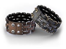 ::OESSO::Women's leather bracelet with metal frames