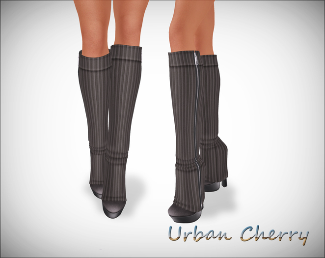 Ribbed Legwarmer High Boots Brown