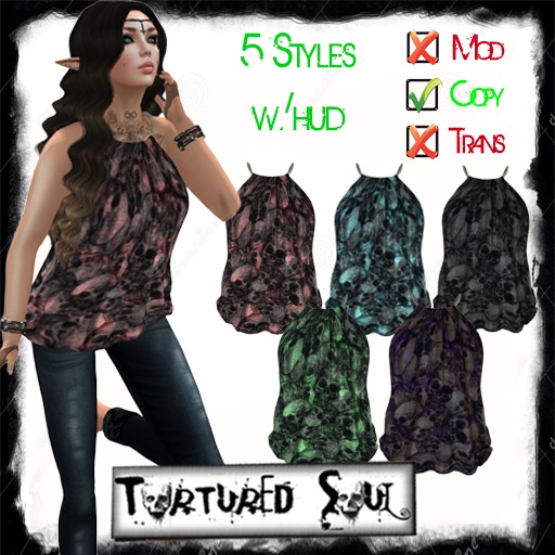 *{TS}* Halter Rope Cowl Top Multiskulls w/Hud