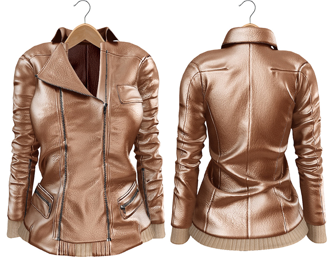 Blueberry Mins - Leather Zipped Jackets (Belleza Venus Compatible) Beige