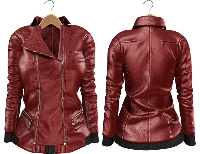 Blueberry Mins - Leather Zipped Jackets (Belleza Venus Compatible) Red