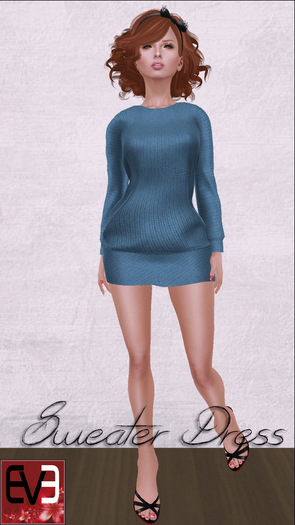 Blue Knit Sweater Dress for Eve Mesh Body (slim & pulpy)