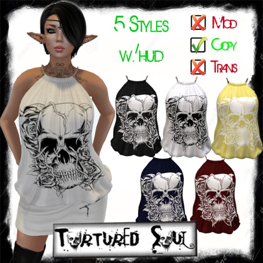 *{TS}* Halter Rope Cowl Top Skull w/Hud