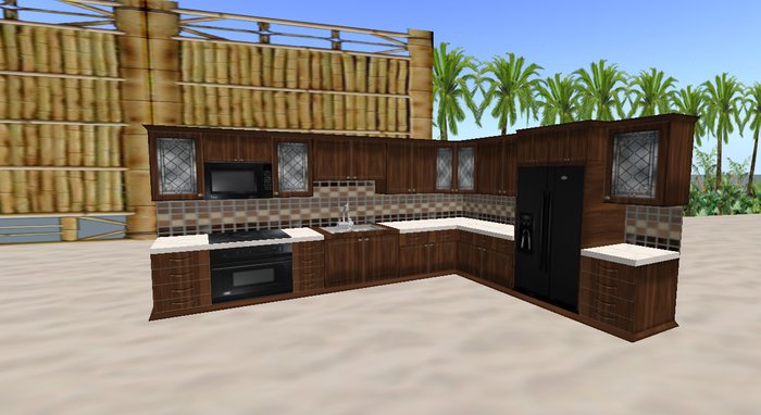 Teak/Marble L Kitchen slex
