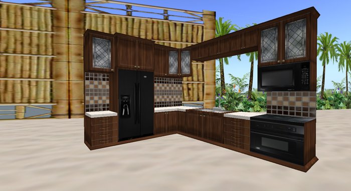 Teak/Marble Very small kitchen