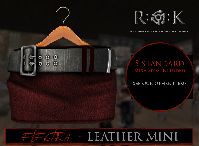 R:O:K STORE Elektra Red Leather Skirt / Grunge Belt*