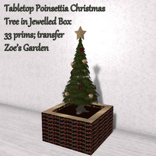 Second Life Marketplace *ZG* Tabletop Poinsettia Christmas Tree in